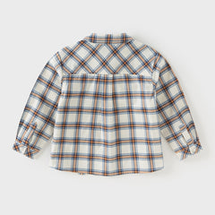 Dave&Bella Boys Autumn Cotton Casual Blue Plaid Shirt Top