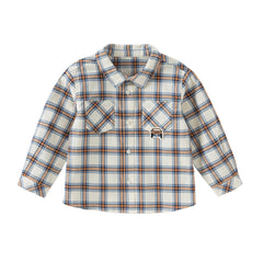 Dave&Bella Boys Autumn Cotton Casual Blue Plaid Shirt Top