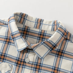 Dave&Bella Boys Autumn Cotton Casual Blue Plaid Shirt Top