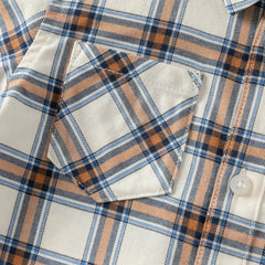 Dave&Bella Boys Autumn Cotton Casual Blue Plaid Shirt Top