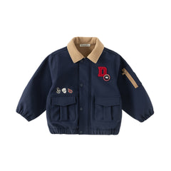 Dave&Bella Toddler Boys Autumn Navy Blue Outwear Padded Jackets