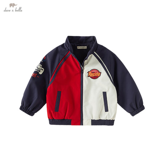 Dave&Bella Boys Autumn Navy Blue Windproof Outdoor Sport Jacket Coat