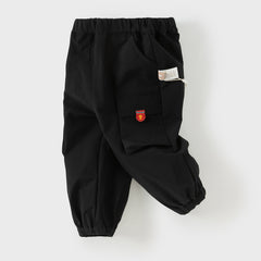 Dave&Bella Boys Autumn Black Casual Drawstring Joggers Pants