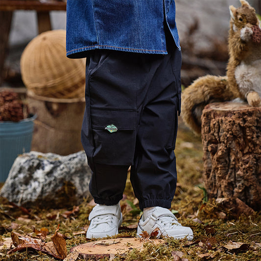 Dave&Bella Boys Autumn Black Casual Drawstring Joggers Pants