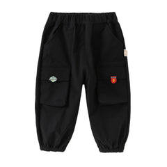 Dave&Bella Boys Autumn Black Casual Drawstring Joggers Pants