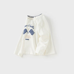 Dave&Bella Boys Autumn Fashion Cotton Beige Print T-shirt Top