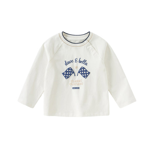 Dave&Bella Boys Autumn Fashion Cotton Beige Print T-shirt Top