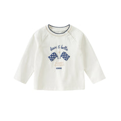 Dave&Bella Boys Autumn Fashion Cotton Beige Print T-shirt Top