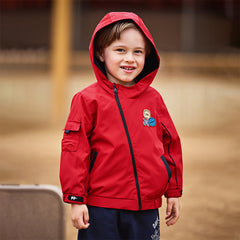 Dave&Bella Toddler Boys Autumn Dark Red Awesome Hooded Coat