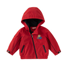 Dave&Bella Toddler Boys Autumn Dark Red Awesome Hooded Coat