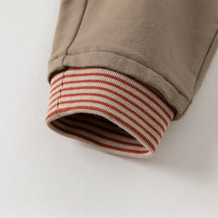 Dave&Bella Boys Autumn Cotton Brown Print T-shirt Top Pant Outfit Sets