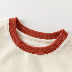 Dave&Bella Boys Autumn Cotton Brown Print T-shirt Top Pant Outfit Sets