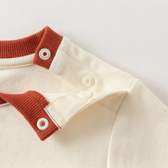 Dave&Bella Boys Autumn Cotton Brown Print T-shirt Top Pant Outfit Sets