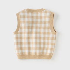 Dave&Bella Boys Autumn Toddler Apricot Plaid Cotton Vests Tops
