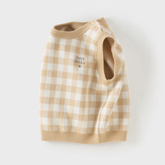 Dave&Bella Boys Autumn Toddler Apricot Plaid Cotton Vests Tops