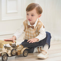 Dave&Bella Boys Autumn Toddler Apricot Plaid Cotton Vests Tops