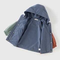 Dave&Bella Girls/Boys Autumn Purple/Blue Outdoor Warm Windproof Hooded Jacket