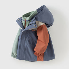 Dave&Bella Girls/Boys Autumn Purple/Blue Outdoor Warm Windproof Hooded Jacket