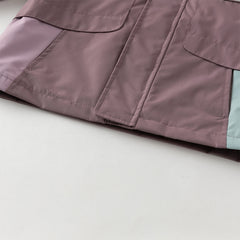 Dave&Bella Girls/Boys Autumn Purple/Blue Outdoor Warm Windproof Hooded Jacket