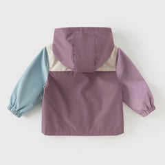 Dave&Bella Girls/Boys Autumn Purple/Blue Outdoor Warm Windproof Hooded Jacket