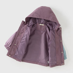 Dave&Bella Girls/Boys Autumn Purple/Blue Outdoor Warm Windproof Hooded Jacket