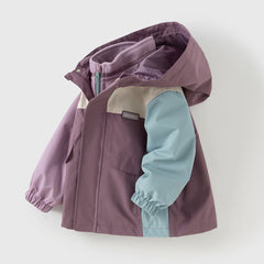 Dave&Bella Girls/Boys Autumn Purple/Blue Outdoor Warm Windproof Hooded Jacket