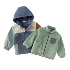 Dave&Bella Girls/Boys Autumn Purple/Blue Outdoor Warm Windproof Hooded Jacket