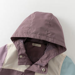 Dave&Bella Girls/Boys Autumn Purple/Blue Outdoor Warm Windproof Hooded Jacket