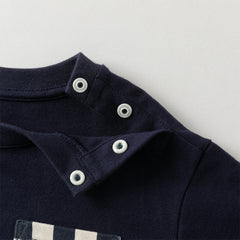 Dave&Bella Toddler Boys Autumn Cotton Navy Blue Leisure T-shirts Tops