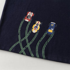 Dave&Bella Toddler Boys Autumn Cotton Navy Blue Leisure T-shirts Tops