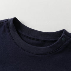 Dave&Bella Toddler Boys Autumn Cotton Navy Blue Leisure T-shirts Tops