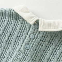 Dave&Bella Toddler Boys Blue Cotton Pullover Shirt-style Sweater Tops