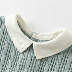 Dave&Bella Toddler Boys Blue Cotton Pullover Shirt-style Sweater Tops