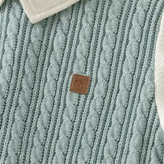 Dave&Bella Toddler Boys Blue Cotton Pullover Shirt-style Sweater Tops