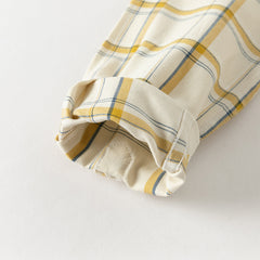 Dave&Bella Toddler Boys Autumn Cotton Yellow White Plaid Shirts Tops