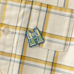 Dave&Bella Toddler Boys Autumn Cotton Yellow White Plaid Shirts Tops