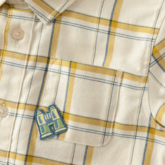 Dave&Bella Toddler Boys Autumn Cotton Yellow White Plaid Shirts Tops