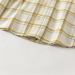 Dave&Bella Toddler Boys Autumn Cotton Yellow White Plaid Shirts Tops