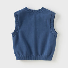 Dave&Bella Boys Autumn Casual Cotton Dark Blue Sleeveless Vest Top