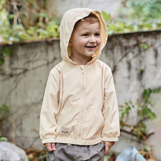 Dave&Bella Toddler Boys Autumn Beige Hooded Coats
