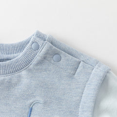 Dave&Bella Baby Boys Autumn Soft Indoor Cotton Blue One-Pieces Rompers