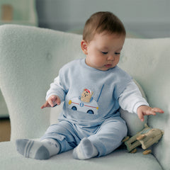 Dave&Bella Baby Boys Autumn Soft Indoor Cotton Blue One-Pieces Rompers