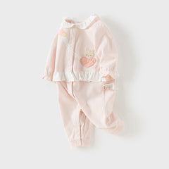 Dave&Bella Baby Girls Autumn Cotton Light Pink Sweet Romper