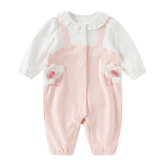 Dave&Bella Baby Girls Autumn Cotton Pink Bodysuits Romper Crawling Suit