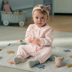 Dave&Bella Baby Girls Autumn Sweet Cotton Light Pink Bodysuits Romper Crawling Suit