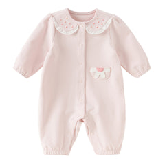 Dave&Bella Baby Girls Autumn Sweet Cotton Light Pink Bodysuits Romper Crawling Suit