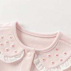 Dave&Bella Baby Girls Autumn Sweet Cotton Light Pink Bodysuits Romper Crawling Suit