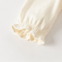 Dave&Bella Baby Girls Autumn Beige Floral Indoor Cotton One-Pieces Romper