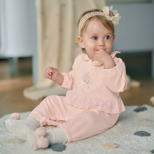 Dave&Bella Baby Girls Autumn Ligt Pink Cotton Comfortable One-Pieces Romper