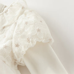 Dave&Bella Toddler Girls Autumn Beige Organza Mesh Princess Wide-skirted Dress